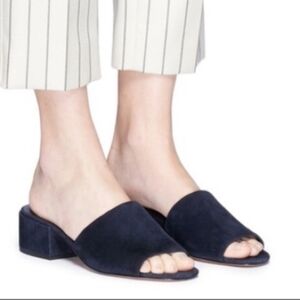 VINCE, Dark Blue Suede Women's Mules